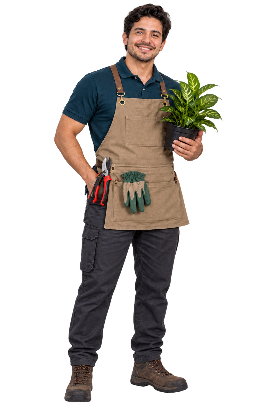 Jardinero profesional de SharkTask con una planta